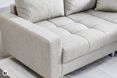 Wohnlandschaft KENT 220cm beige Strukturstoff  Ecksofa Federkern inkl. Hocker