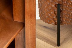 Massives Sideboard ADLON 180cm braun Mangoholz schwarz Metall 3D-Front in Wabenstruktur