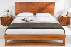 Design Bett SCORPION 180x200cm braun Mangoholz 3D Schnitzerei Massivholz Doppelbett