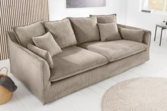 Großes 3-Sitzer Sofa HEAVEN 200cm greige Cord Federkern Hussensofa