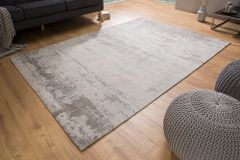 Vintage Baumwoll-Teppich MODERN ART 240x160cm beige grau verwaschen Used Look