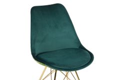 Design Stuhl SCANDINAVIA MEISTERSTÜCK grün Chenille gold Metall Monstera-Blatt