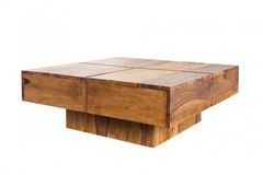 Design Massivholz Couchtisch BOLT 70cm braun Sheesham stone finish Handarbeit