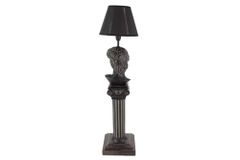 Handgefertigte Tischlampe DAVID 70cm schwarz mit Büste Stoffschirm