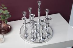 Kerzenständer MODERN BAROCK 30cm 9-flammig silber Aluminium poliert Kerzenhalter Deko-Platte