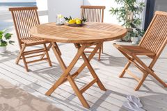 Massiver Gartentisch EMPIRE TEAK 100cm natur Teakholz rund klappbar Outdoor Balkontisch
