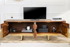 Design TV Board GATSBY 160cm braun mattgold Mangoholz Retro
