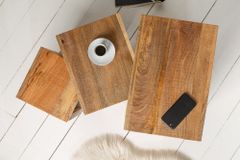 Massives 3er-Set Beistelltische MAKASSAR 45cm Mango natur Massivholz
