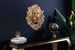 Goldene Wanddeko WILDLIFE LION 35cm gold Metall Löwenkopf-Skulptur handmade
