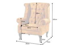 Design Ohrensessel CHESTERFIELD 85cm senfgelb Samt Knopfheftung