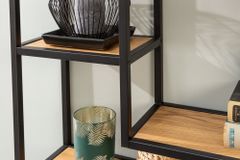 Industrial Wandregal SLIM LINE 90cm Wildeiche schwarz fünf Regalböden