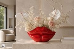 Extravagante Deko-Vase LIP 40cm rot handmade Hochglanz