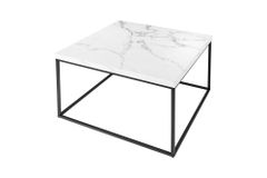 Moderner Couchtisch ARCHITECTURE 60cm weiß Marmor-Design Metallgestell