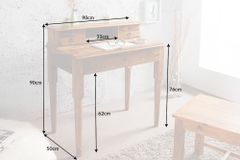 Design Sekretär HEMINGWAY M 90cm braun Sheesham Massivholz stone finish Schreibtisch