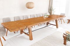 Massiver Esstisch FINCA 300-400cm vintage braun verlängerbar Pinienholz Bohlenoptik
