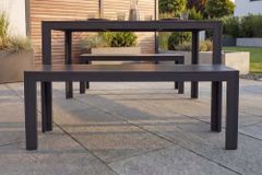 Moderne Gartenbank DESIGNO 130cm anthrazit schwarz Aluminium wetterfest Outdoor Sitzbank
