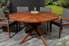 Runder Gartentisch KOPENHAGEN 140cm braun Akazienholz honey finish wetterfest