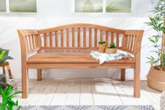Massive Gartenbank EMPIRE TEAK 130cm natur Teakholz Outdoor-Sitzbank mit Lehne