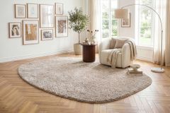 Design Teppich ORGANIC 350x240cm taupe Hochflor Indoor-Teppich organische Form