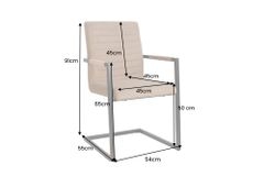 Industrial Freischwinger LOFT taupe Cord schwarz Eisen mit Armlehne