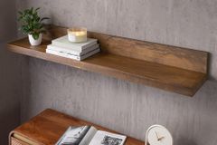 Massives Wandregal MAKASSAR 140cm braun Mangoholz honey finish handmade