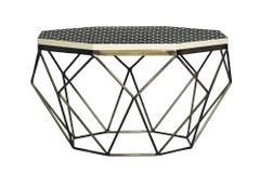Couchtisch DIAMOND 70cm schwarz weiß messing Mosaik Kunsthandwerk