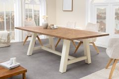 Massiver Esstisch HAMPTONS 200cm hellbraun creme Pinienholz