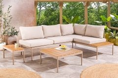 Outdoor Lounge MOBILE MODULAR greige Garten-Sitzgruppe inkl. Tisch und Kissen