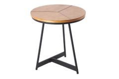 Runder Beistelltisch OAK ELEGANCE 45cm Eiche-Design schwarzes Metallgestell