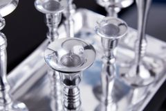 Kerzenständer MODERN BAROCK 30cm 7-flammig silber Aluminium poliert Kerzenhalter Deko-Platte