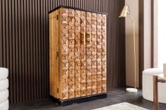 Design Barschrank BODEGA 120cm natur Pinienholz mit 3D-Front und Flaschenregal
