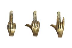 Extravagantes 3er Set Kleiderhaken FINGERS messing Metall-Aluminium Wandgarderobe