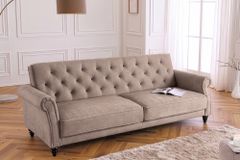 Schlafsofa MAISON BELLE AFFAIRE 220cm greige Vogue Seiden Samtstoff 3-Sitzer