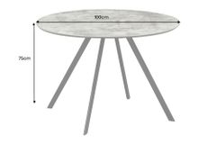 Runder Esstisch ATELIER 100cm grau Beton-Design schwarz Metall
