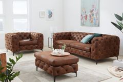 Chesterfield Sitzhocker MODERN BAROCK 90cm antik braun Fußhocker