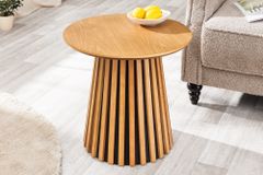 Runder Couchtisch VALHALLA WOOD 50cm natur Eichenholz Säulenfuß