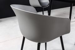 Moderner Stuhl DESIGNO grau Kunststoff Gartenstuhl mit Armlehnen Indoor Outdoor
