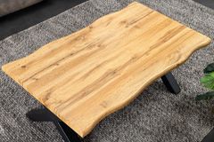 Industrial Couchtisch WILD 90cm braun Wildeichen-Optik schwarz Metall Baumkante