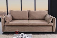 XXL Sofa mit Schlaffunktion APARTMENT  taupe Cord inkl. Bettkasten und Kissen