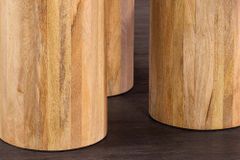 Runder Esstisch ART DECO 140cm natur Mangoholz massiv mit Säulenfüßen