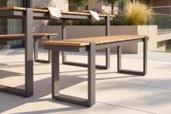 Moderne Outdoor Sitzbank TAMPA LOUNGE 125cm grau natur Aluminium Metall Holz-Design wetterfest