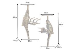 2er Set Wandgarderobe WILDLIFE BIRDS 45cm gold Metall Hammerschlag Design handmade