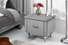 Eleganter Nachttisch EXTRAVAGANCIA 50cm silbergrau Samt Nachtkommode mit Schublade