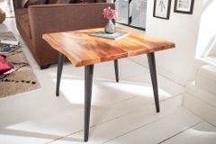 Massiver Beistelltisch ORGANIC LIVING 60cm braun Akazie Couchtisch Live Edge