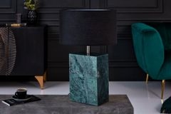 Design Tischlampe NOBLE 55cm grün Marmorfuß Stoffschirm