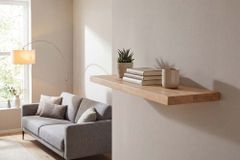 Massives Wandregal PURE 80cm Mango natur cream finish Mangoholz Steckregal