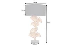 Design Tischlampe GINKGO 70cm schwarz Stoffschirm gold Metall handmade Marmor-Fuß