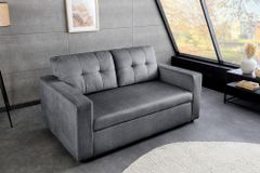 Sofa mit Schlaffunktion SMART 140cm grau hochwertiger Vogue Seiden Samtstoff