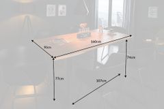 Massivholz Esstisch MAMMUT 160cm Wild-Akazie Industrial Design 2,6cm Tischplatte Baumkante