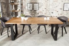 Massiver Esstisch IRON CRAFT 200cm natur Mangoholz Eisen Kufengestell Industrial Design